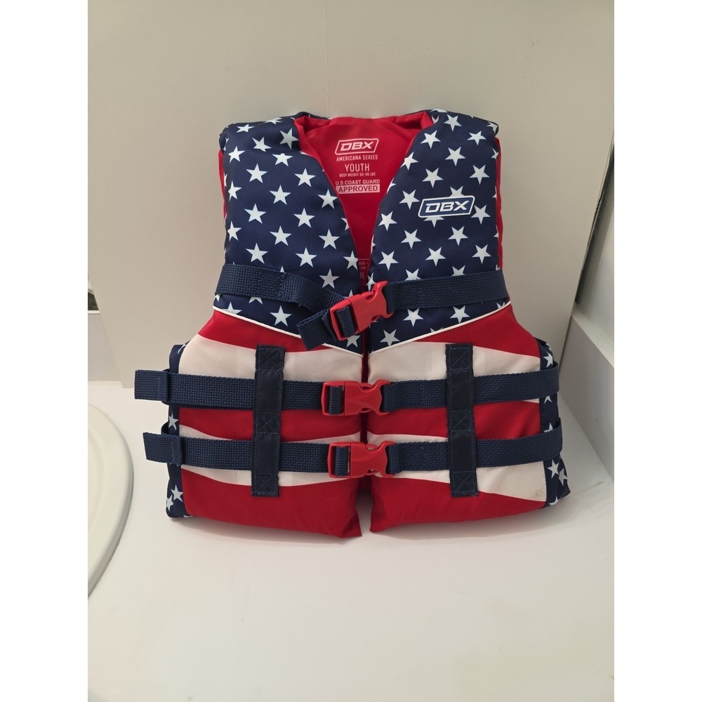 DBX Youth Life Jacket Ski/Wake Board Vest 50 - 90Lbs American Flag